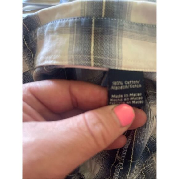 Roper Men's Blue & White Plaid Flannel Short Sleeve Buttons Down Shirt Size 2XL - Picture 8 of 13